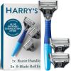 imageHarrys Shaving Kit for Men  Razor Handle and 3 Razor Blade Refill Cartridges  CharcoalOcean Blue