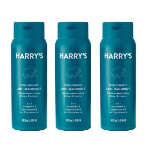 imageHarrys Extra Strength 2in1 Anti Dandruff Shampoo and Conditioner for Men 2 Pyrithione Zinc 14 fl oz 3ct