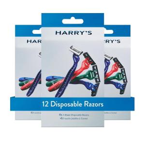 imageHarrys Mens Disposable Razors 3Blade Razors with Lubricating Strip and Pivoting Head 10 count Midnigt Blue12 Count