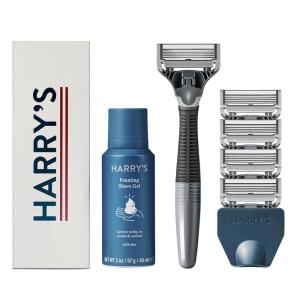 imageHarrys Shaving Kit for Men  Razor Handle 5 Razor Blade Refills Foaming Shave Gel and Travel Blade Cover  CharcoalCharcoal