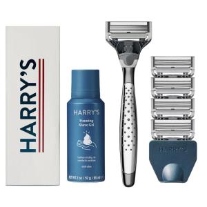imageHarrys Shaving Kit for Men  Razor Handle 5 Razor Blade Refills Foaming Shave Gel and Travel Blade Cover  CharcoalChrome