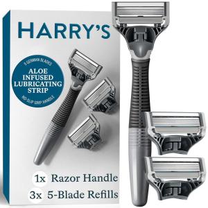 imageHarrys Shaving Kit for Men  Razor Handle and 3 Razor Blade Refill Cartridges  CharcoalCharcoal