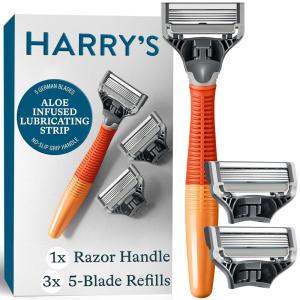 imageHarrys Shaving Kit for Men  Razor Handle and 3 Razor Blade Refill Cartridges  CharcoalEmber