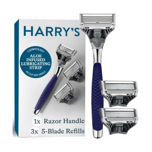 imageHarrys Shaving Kit for Men  Razor Handle and 3 Razor Blade Refill Cartridges  CharcoalNavy