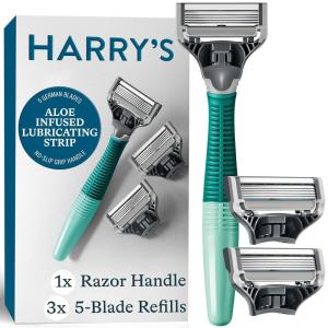 imageHarrys Shaving Kit for Men  Razor Handle and 3 Razor Blade Refill Cartridges  CharcoalSage