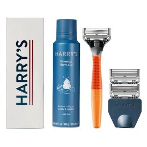 imageHarrys Shaving Kit for Men  Razor Handle 3 Razor Blade Refills Foaming Shave Gel and Travel Blade Cover  SageEmber