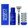 imageHarrysPLUS Shaving Kit for Men  Premium Handle 5 Razor Blade Cartridges Foaming Shave Gel and Travel Blade Cover  Advanced Pivoting System  Tide
