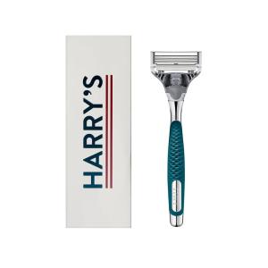 imageHarrys Razor for Men  Razor Handle and Razor Blade Cartridge  Shaving Gift Set for Him  OrangeGreen Chrome Handle