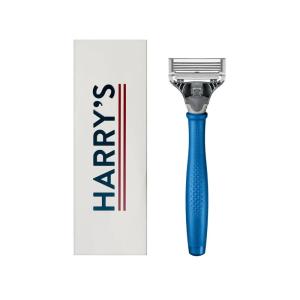 imageHarrys Razor for Men  Razor Handle and Razor Blade Cartridge  Shaving Gift Set for Him  OrangeIndigo Blue Handle