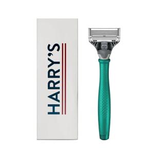 imageHarrys Razor for Men  Razor Handle and Razor Blade Cartridge  Shaving Gift Set for Him  OrangeTropical Green Handle