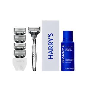 imageHarrys Shaving Gift Set for Men  1 Razor Handle Craft Edition 3 Original Razor Blade Refills Foaming Shave Gel ampamp Travel Blade Cover  German EngineeredTrial Set