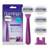 imageFlamingo Moisture Plus Womens Razor Set  No Shave Gel Needed  Razor Handle 4 Blade Refills Shower Holder  SeafoamFig