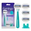 imageFlamingo Moisture Plus Womens Razor Set  No Shave Gel Needed  Razor Handle 4 Blade Refills Shower Holder  SeafoamSeafoam