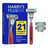 image:imageHarrys Plus Razor Shaving Kit for Men  Premium Handle and 3 Razor Blade Cartridges  Advanced Pivoting System  ClayClay