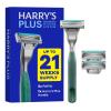 image:imageHarrys Plus Razor Shaving Kit for Men  Premium Handle and 3 Razor Blade Cartridges  Advanced Pivoting System  ClayMoss